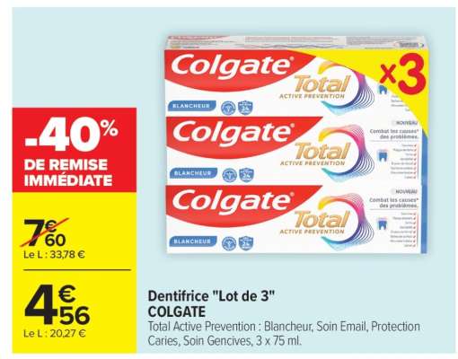 Dentifrice «Lot de 3» COLGATE