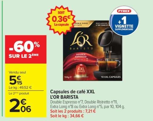 Capsules de café XXL L'OR BARISTA