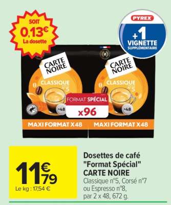 Dosettes de café "Format Spécial" CARTE NOIRE