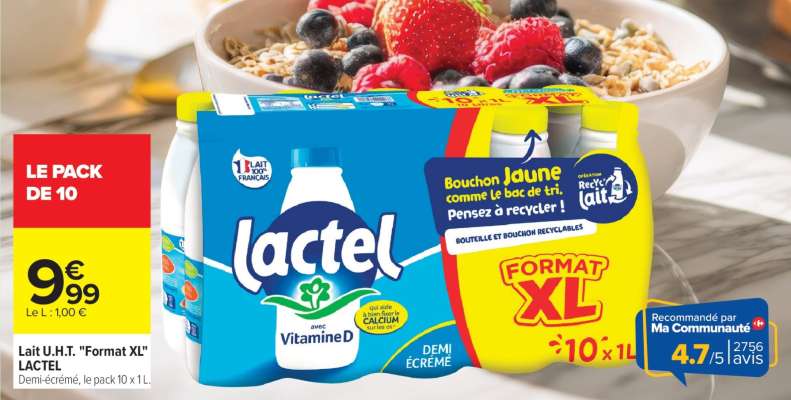 Lait U.H.T. "Format XL" LACTEL