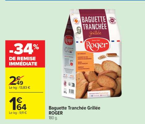BAGUETTE TRANCHÉE GRILLÉE ROGER