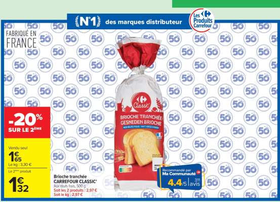 Brioche Tranchée Carrefour Classic'