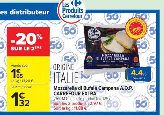 Mozzarella di Bufala Campana A.O.P. CARREFOUR EXTRA
