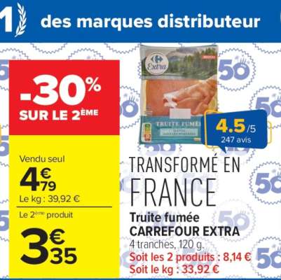 Truite fumée CARREFOUR EXTRA