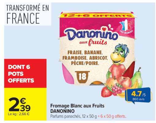 Fromage Blanc aux Fruits DANONINO