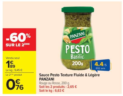 Sauce Pesto Texture Fluide & Légère PANZANI