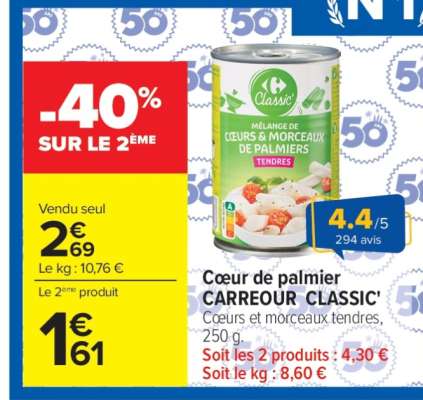 Cœur de palmier CARREFOUR CLASSIC'
