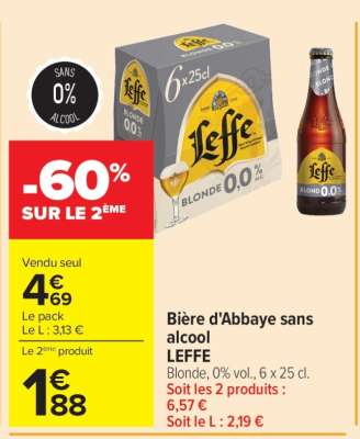 Bière d'Abbaye sans alcool LEFFE