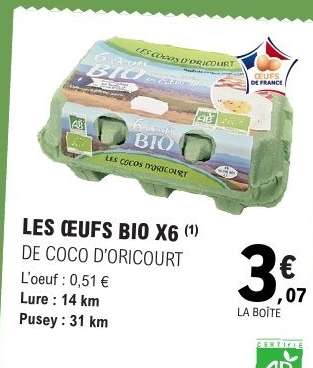 LES ŒUFS BIO X6