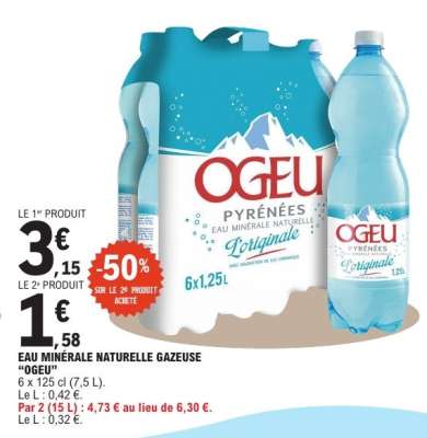Eau Minérale Naturelle Gazeuse 'OGEU'