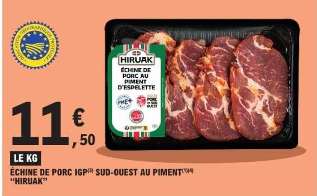 ÉCHINE DE PORC IGP SUD-OUEST AU PIMENT "HIRUAK"