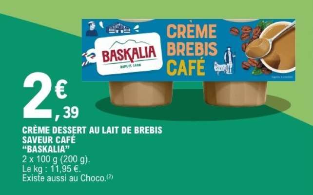 CRÈME DESSERT AU LAIT DE BREBIS SAVEUR CAFÉ 'BASKALIA'