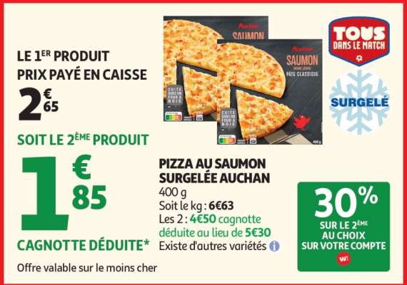 PIZZA AU SAUMON SURGELÉE AUCHAN