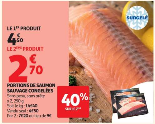 PORTIONS DE SAUMON SAUVAGE CONGELÉES
