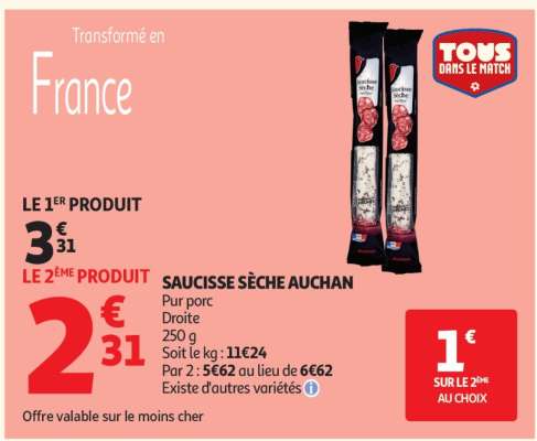 SAUCISSE SÈCHE AUCHAN