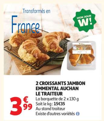 2 CROISSANTS JAMBON EMMENTAL AUCHAN LE TRAITEUR
