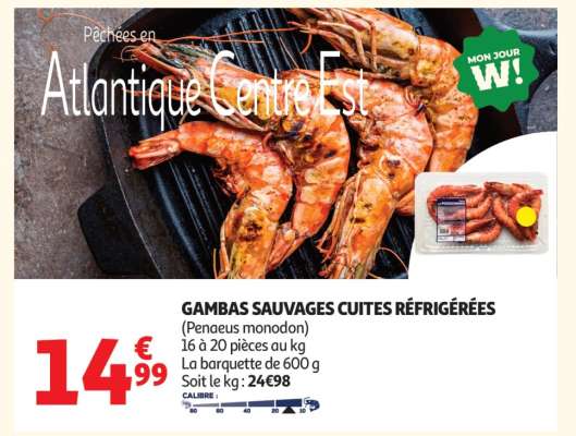 GAMBAS SAUVAGES CUITES RÉFRIGÉRÉES