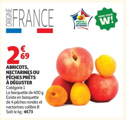ABRICOTS, NECTARINES OU PÊCHES PRÊTS À DÉGUSTER