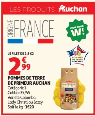 POMMES DE TERRE DE PRIMEUR AUCHAN