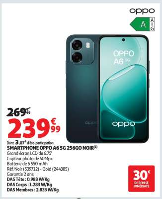 SMARTPHONE OPPO A6 5G 256GO NOIR