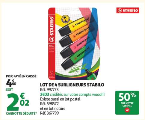 LOT DE 4 SURLIGNEURS STABILO