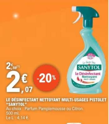 LE DÉSINFECTANT NETTOYANT MULTI-USAGES PISTOLET “SANYTOL”