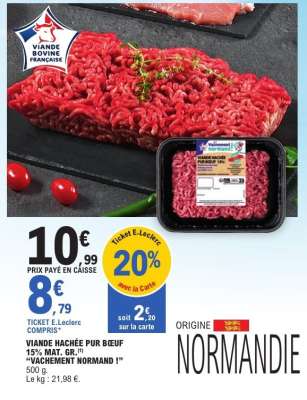 VIANDE HACHÉE PUR BŒUF 15% MAT. GR.