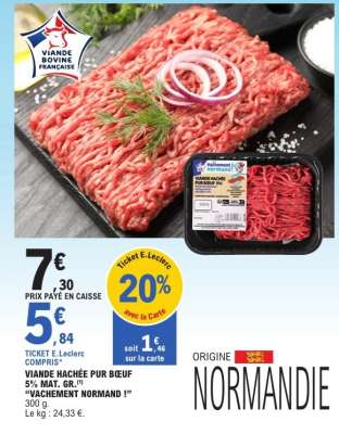 VIANDE HACHEE PUR BOEUF 5% MAT.GR.