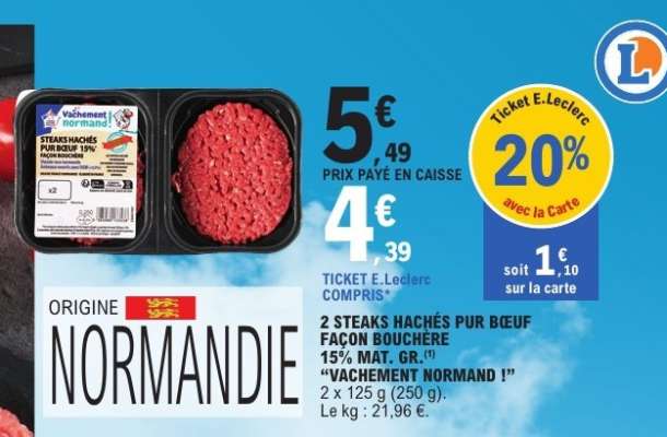 2 STEAKS HACHÉS PUR BŒUF FAÇON BOUCHÈRE