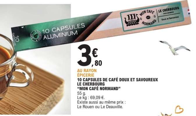 10 CAPSULES DE CAFÉ DOUX ET SAVOUREUX LE CHERBOURG "MON CAFÉ NORMAND"