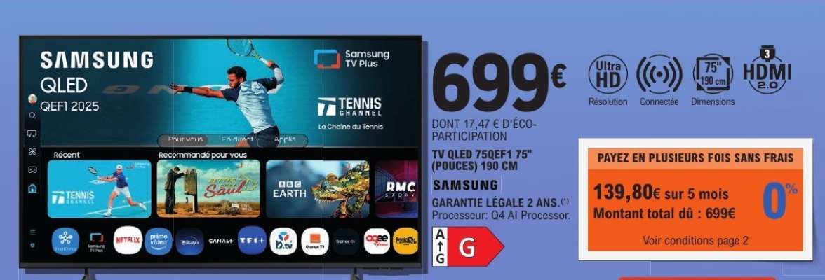 TV QLED 75QET 75" (Pouces) 190 cm
