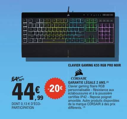 CLAVIER GAMING K55 RGB PRO NOIR