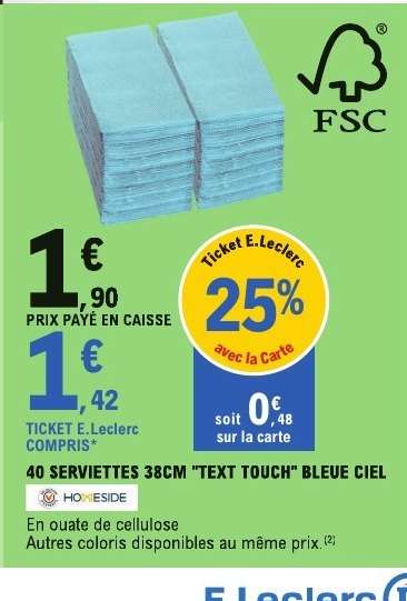 40 SERVIETTES 38CM "TEXT TOUCH" BLEUE CIEL