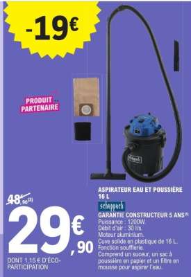 ASPIRATEUR EAU ET POUSSIÈRE 16 L