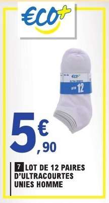 Lot de 12 paires d'ultracourtes unies homme