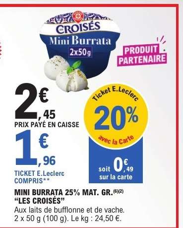 MINI BURRATA 25% MAT. GR. “LES CROISÉS”