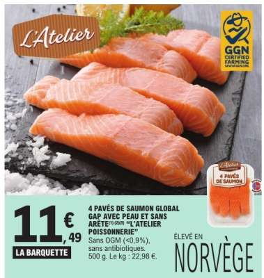 4 PAVÉS DE SAUMON GLOBAL GAP AVEC PEAU ET SANS ARÊTE