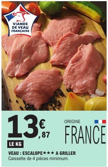 Veau : escalope*** à griller