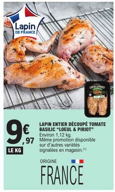 LAPIN ENTIER DÉCOUPÉ TOMATE BASILIC “LOEUL & PIRIOT”