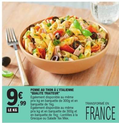 Penne au thon à l'italienne "Qualité Traiteur"