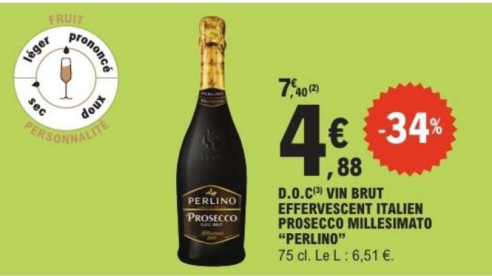 D.O.C Vin Brut Effervescent Italien Prosecco Millesimato 'Perlino'