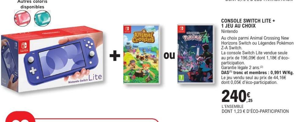 CONSOLE SWITCH LITE + 1 JEU AU CHOIX