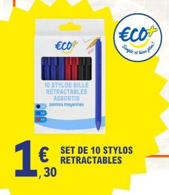 SET DE 10 STYLOS RETRACTABLES