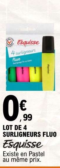 LOT DE 4 SURLIGNEURS FLUO