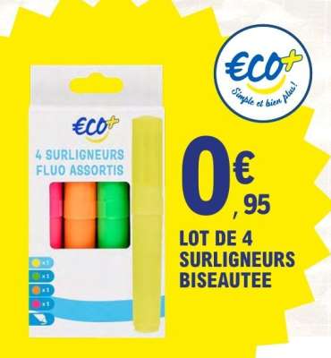 LOT DE 4 SURLIGNEURS BISEAUTEE