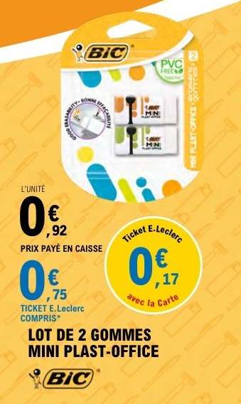 LOT DE 2 GOMMES MINI PLAST-OFFICE