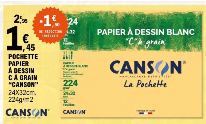 POCHETTE PAPIER À DESSIN C À GRAIN “CANSON”