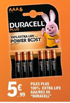 PILES PLUS 100% EXTRA LIFE AAA/R03 X6 “DURACELL”