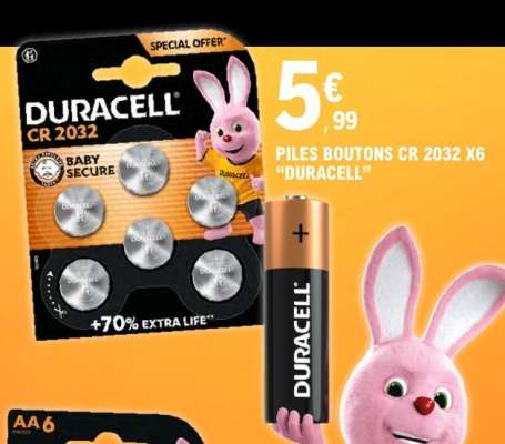Piles Boutons CR 2032 X6 "Duracell"