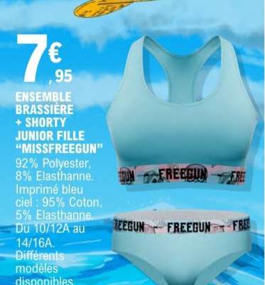ENSEMBLE BRASSIÈRE + SHORTY JUNIOR FILLE “MISSFREEGUN”